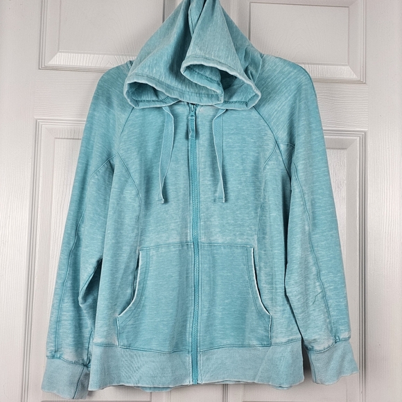 Green‎ Tea Mineral Wash Hoodie Jacket  Teal Green XXL Zip Up Pockets Layer - Picture 7 of 7